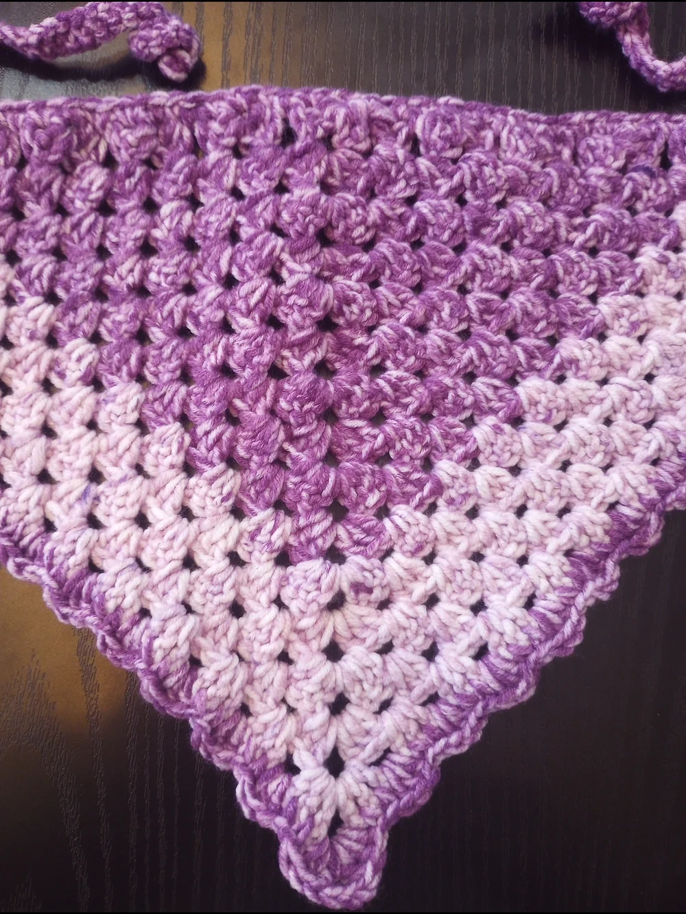 Boho Crochet Purple Ombre Bandana Scallop Scarf Summer Beach